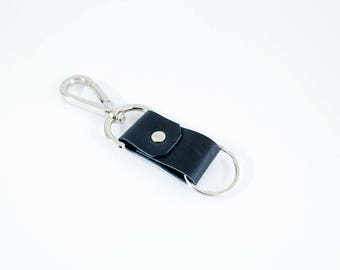 Black Leather Key Hook • Leather Key Fob • Leather Keyring