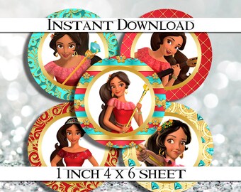 50% OFF SALE INSTANT Download Princess Elena of Avalor 4x6 Digital 1" Inch Bottle Cap Image/Digital Collage sheet