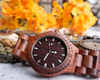 Groomsmen Gift: UD Red Sandal Wooden Watch,Personalized gifts for him, Anniversary gift, Gifts for him, Husband gift, Mens watch
