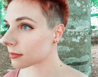 Triangle Earrings, Stud Earring Set, Triangle Studs, Stud Earrings, Tiny Studs, Tiny Earrings, Tiny Copper Earrings, Brass Earrings