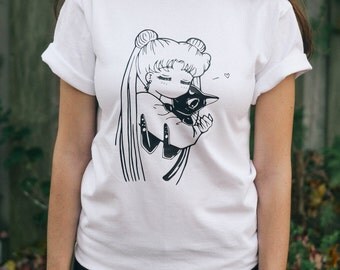 SALE*** Anime shirt Sailor Moon shirt Usagi Luna anime tee kawaii otaku cosplay tumblr manga print anime gift for her