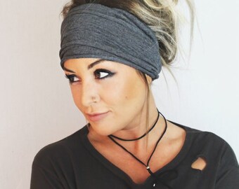 Soot Scrunch Headband, Extra Wide Headband, Turban Jersey Headband, Extra Wide Headband, Boho Headband, Boho head wrap (women, teen girls)
