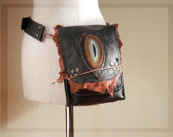 On sale MAGMA 203⎜Versatile leather utility belt with gemstone⎜Tribal utility belt⎜ Dystopia Post apocalyptic bag⎜Burning man festival bag