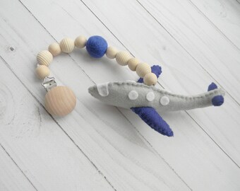Airplane stroller toy pram stroller mobile baby boy mobile Baby shower gift ideas Stroller chains toy car seat toy Wood teether