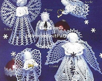 6 Angels Crochet Pattern Tree Top Angel Standing Angel Christmas Ornaments Tree Trims Decoration Angels Christmas Crochet PDF Pattern - 1070