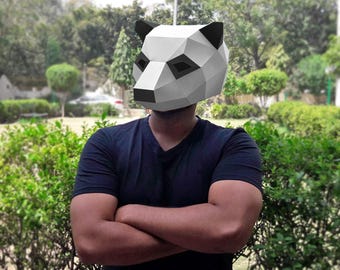 DIY Papercrafts,Panda Mask,Party mask,Halloween mask,Party costume,Paper mask,Printable mask,Mama Panda, Panda bear,Origami mask,Polar bear