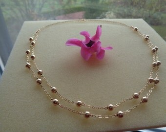 Necklace in 585-er gold, double-breasted, with bullets, elegant and timeless...