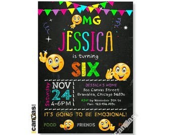 Emoji Invitations, Emoji Birthday Invitation, Tween Birthday, Emoji Party Invitation, Emoticon Teenage Party Invitation, Emoji Invites 460