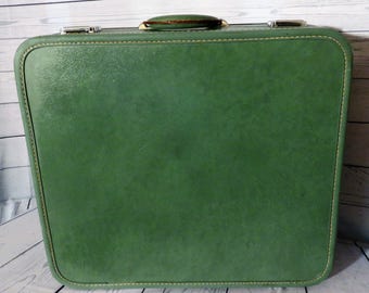 Skyway Green Suitcase, Large Green Case, Travel Luggage, 1950s Luggage