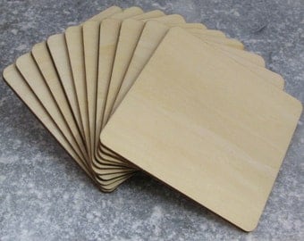 Wooden Square Coasters Shapes 10cm Craft Supplies Squares Large Wood Blank Various Discount Packs Available