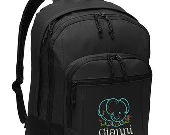 Personalized Back Pack, Baby Elephant, Embroidered Alternative Diaper Bag