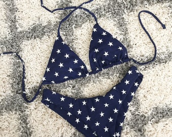 Ella Rhinestone Strap Solid Two-Piece Swimsuit