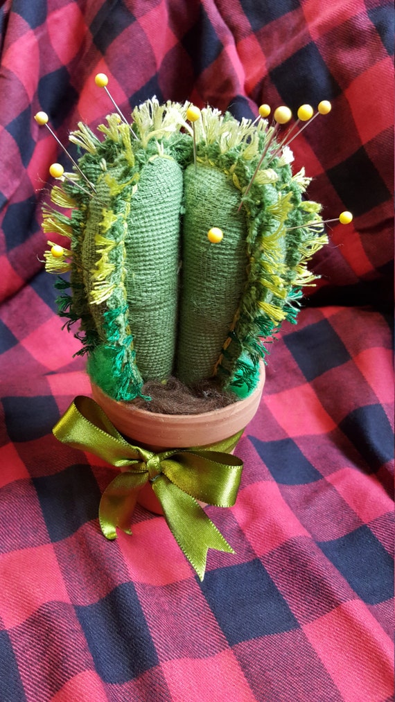 Cute little cactus pin cushion/ fabric plant decor