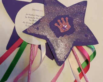 6 magic wand invitation cards customizable