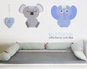 Zoo Fabric Wall Decals, Reusable Decals, Koala Fabric Decal, Elephant Fabric Decal, Animals Reusable Fabric Decals for Kids, Safari Decals