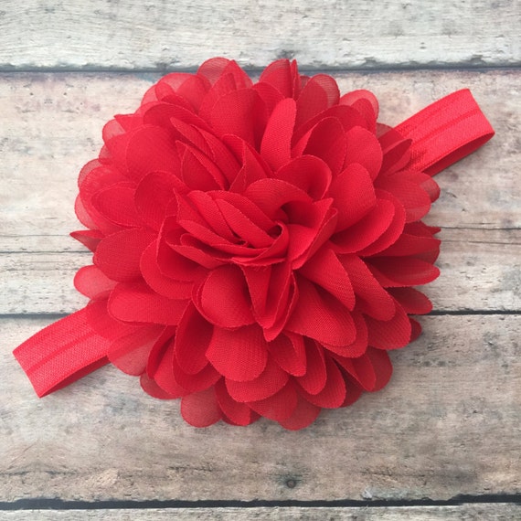 Red Flower Headband Red Flower Clip Elastic Headband Red