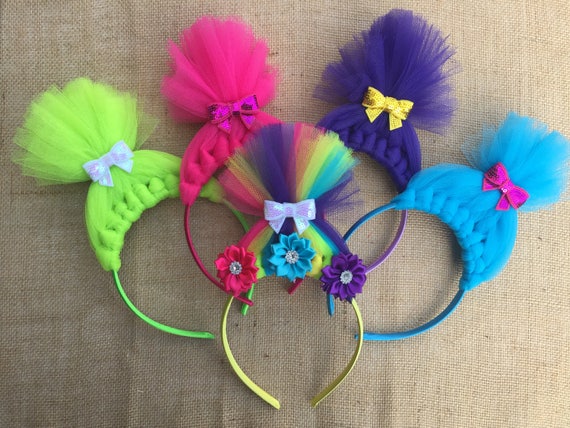 Troll Headband Troll Headbands Trolls Tulle Bow Trolls