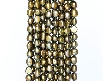 2185_Baroque pearls 9.5-11 mm, Green pearls, Natural pearls, Pearls baroque, Olive pearls for jewelry, Big pearls beads, Real large pearls.