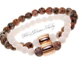 COMPANION MINERAL BRACELET Set Crystal Stone Bracelets Ivory Shell Crystal Beaded Gemstone Natural Semi-precious Bracelet Unisex Bracelets