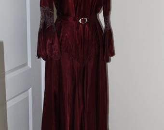 Vintage 1937 Burgundy Satin Gown
