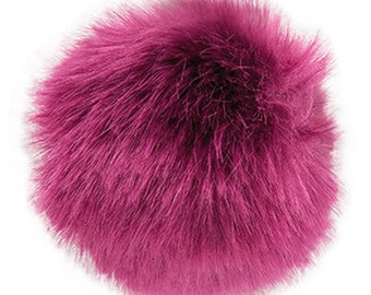 Pom Pom fake fur 10 cm diameter in the colour fuchsia for crazy hats as keyring or for your mirror in the car pompom are multipurpose