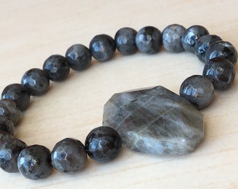 Piece of Labradorite,Faceted Nugget Bead,Labradorite Bracelet,Faceted Gemstone Nugget,Large Stone Serenity,Protective Bracelet,Gift Mother's