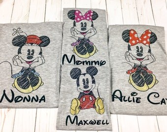 Disney family shirt, Disney shirts, Mickey sketch, family Disney shirt, disney family shirts, personalized, Mickey scribble, mickey sketch