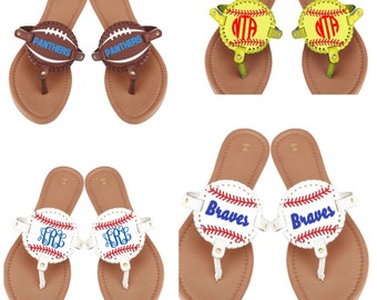 Monogrammed Baseball flip flops ~ Softball shoes ~ baseball shoes~ football shoes ~ sports sandals