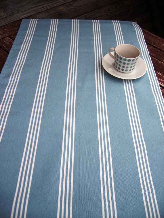 Light Blue and white striped Table Runner Centerpiece Linen