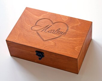 Personalized wooden box , Мemory box, Custom engraved jewellery box, Keepsake box, Couple gift, Treasury box, Anniversary gift