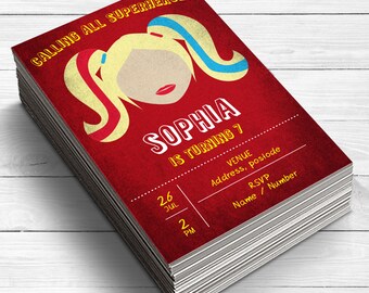 Harley Quinn Invitations, Harley Quinn Birthday Invitations, Girls Superhero Invitations, Harley Quinn Party Supplies, Suicide Squad Invite