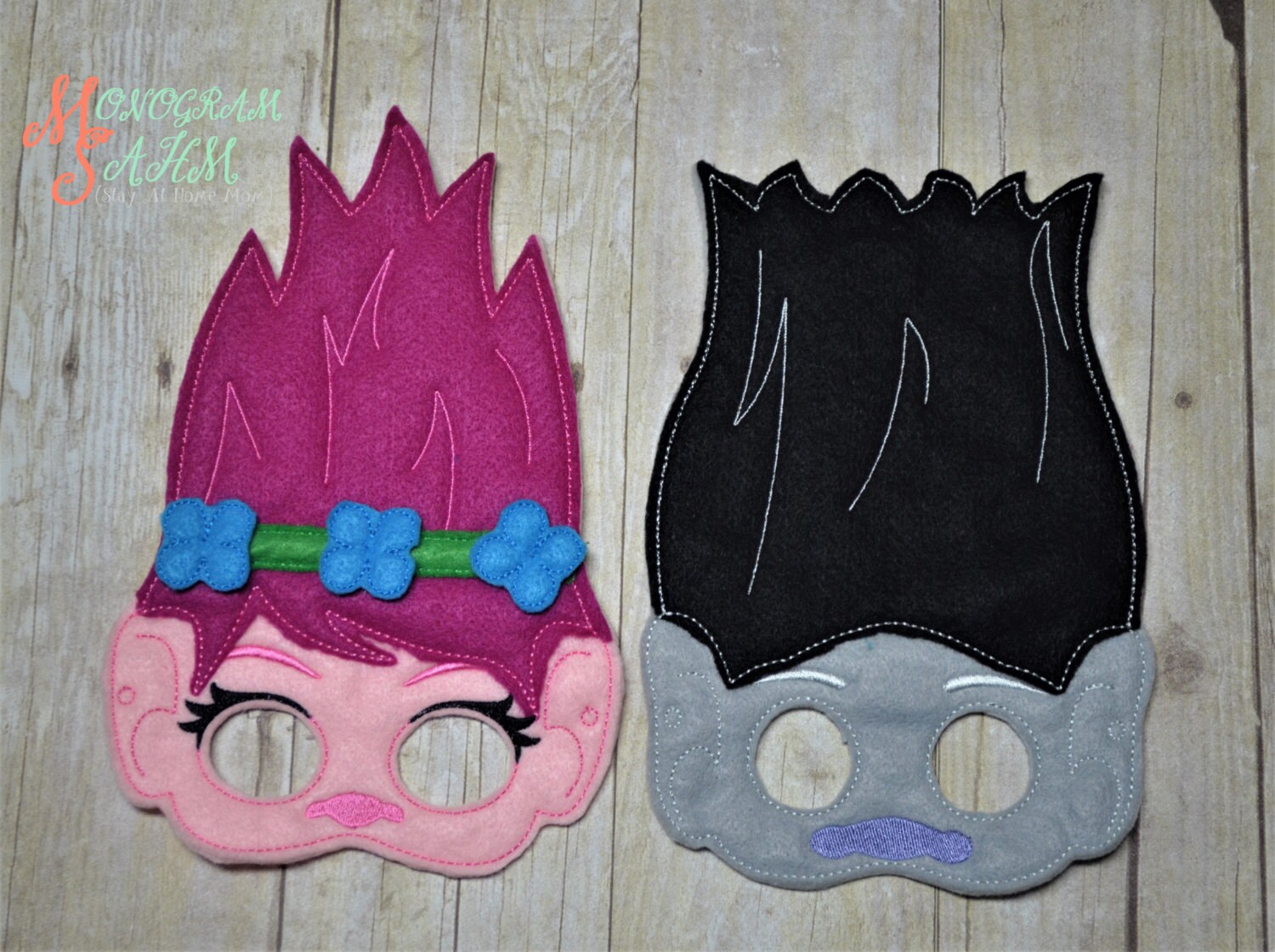 Girl Troll and Boy Troll Mask Set of 2