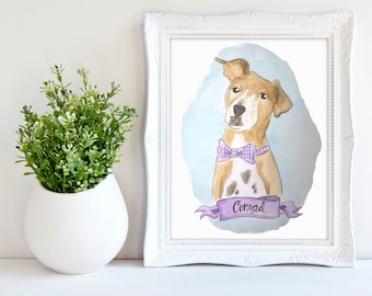 Custom Pet Portrait, Custom Pet Painting, Custom Handmade Watercolor Dog Painting, Cat Painting, Father's Day Pet Illustration Gift (1 Pet)