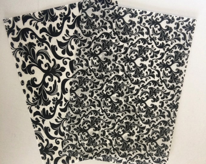 Edible Pattern Sheet, Black & White Damask Print Wafer Paper