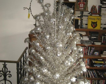6.5 foot Pom Pom aluminum Christmas tree US Silver Tree Co Scranton PA