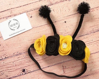 Bumblebee Flower Crown, 100% Merino Wool Felt