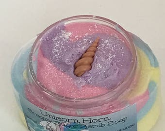 Unicorn Layered Foaming Sugar Scrub, Whipped Sugar Scrub, Whipped Soap Scrub, Pretty Colors, Blood Orange and Goji Berries Scent, Fluffy
