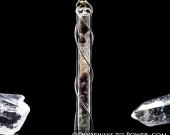 Protection Crystal Energy Pendant .925 SS w/ White Azeztulite, Black Tourmaline,Smokey Quartz,Hematite,Sugilite, Guardianite
