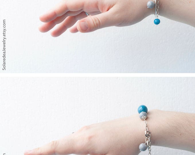 Multi colored bracelet, Present for mom, Mom gift, Gray bracelet, Blue gray bracelet, Gray blue bracelet, Two color bracelet,