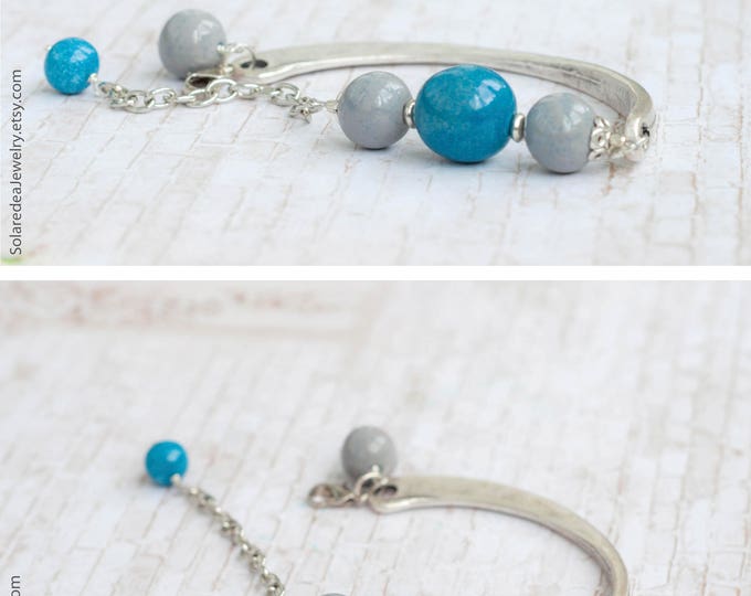 Multi colored bracelet, Present for mom, Mom gift, Gray bracelet, Blue gray bracelet, Gray blue bracelet, Two color bracelet,