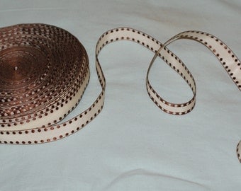 15 mm cream/brown woven ribbon-2 metres