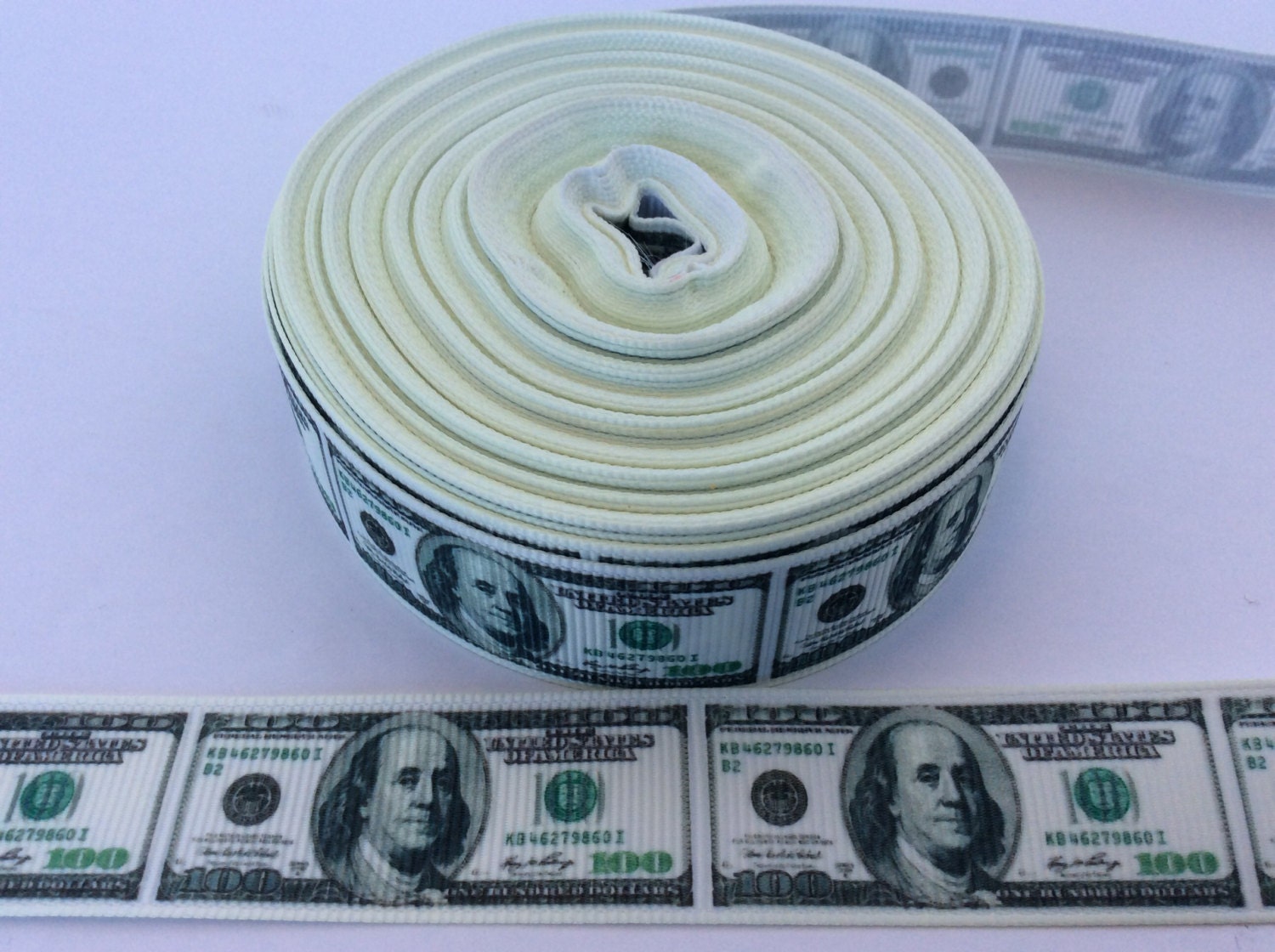 Money ribbons, currency ribbons, 7/8 inch Grosgrain ribbons, perfect