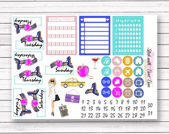 Carrie Sex and the City add-on stickers || Erin Condren planner vertical layout
