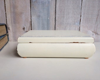 White Shabby Chic Jewelry Box - Cottage chic decor - Refinished Vintage Jewellery Box