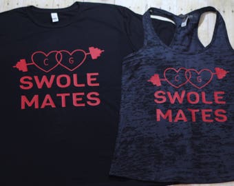 Swolemates, His and her shirt, Couples shirts, Couples gift ideas, Matching shirts for couples, Swole mates, Matching t-shirts, SET003