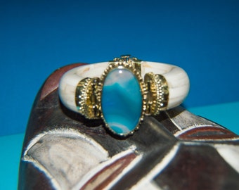 Gorgeous two tone blue ox bone bracelet E10