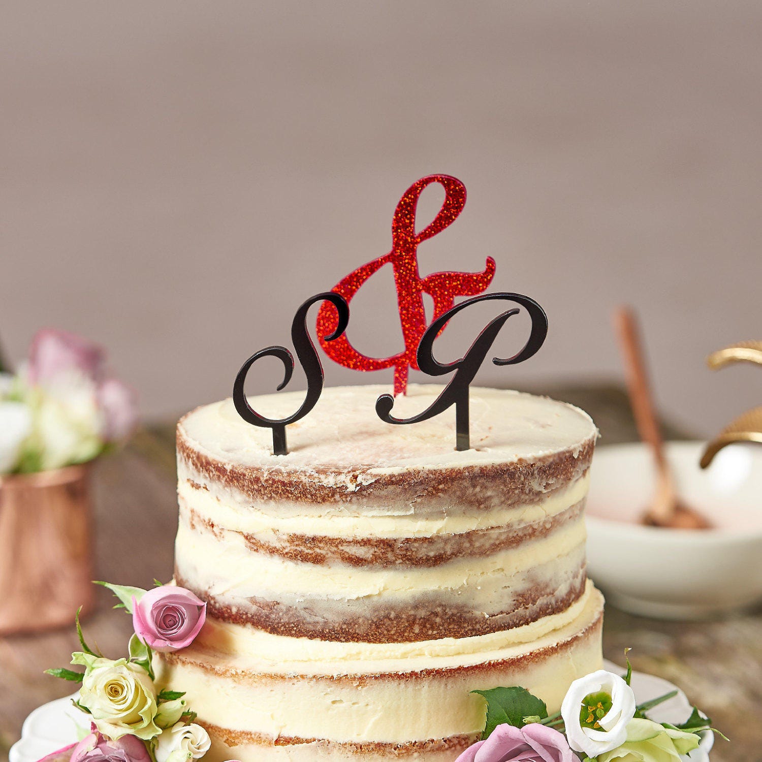 Personalised Initial Wedding Cake Toppers-Personalised wedding cake decoration-Wedding cake topper with personalised initials-personalised