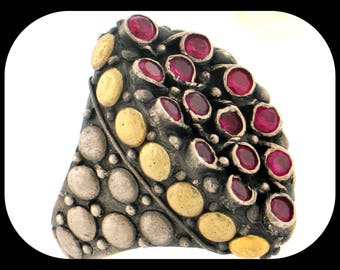Heavy Authentic Turkmenistan Ruby Oxidized 925 Sterling Silver RING