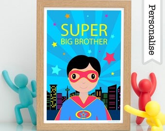 Super Big Brother Print, Big Brother Gift, Big Brother Little Brother, Brother Sister Print, Big Brother Little Sister Gift, Super Brother