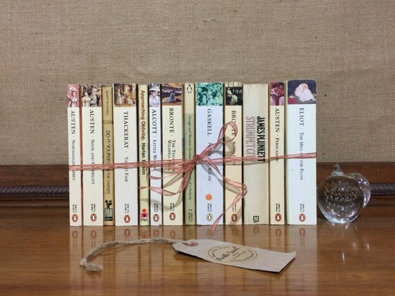 Nude Cream Foot Long Paperback Vintage Book Collection - Instant Book Stack - Interior Design Book Shelf Staging - Light Neutral Home Decor